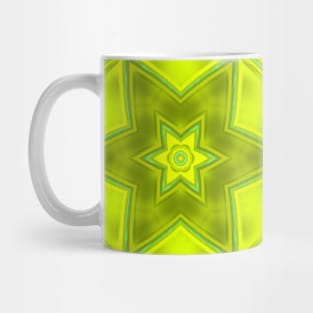 Mosaic Kaleidoscope Flower Yellow Green and Blue Mug